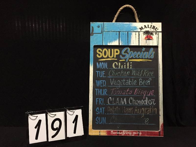 lot 191 image: Malibu Rum chalkboard