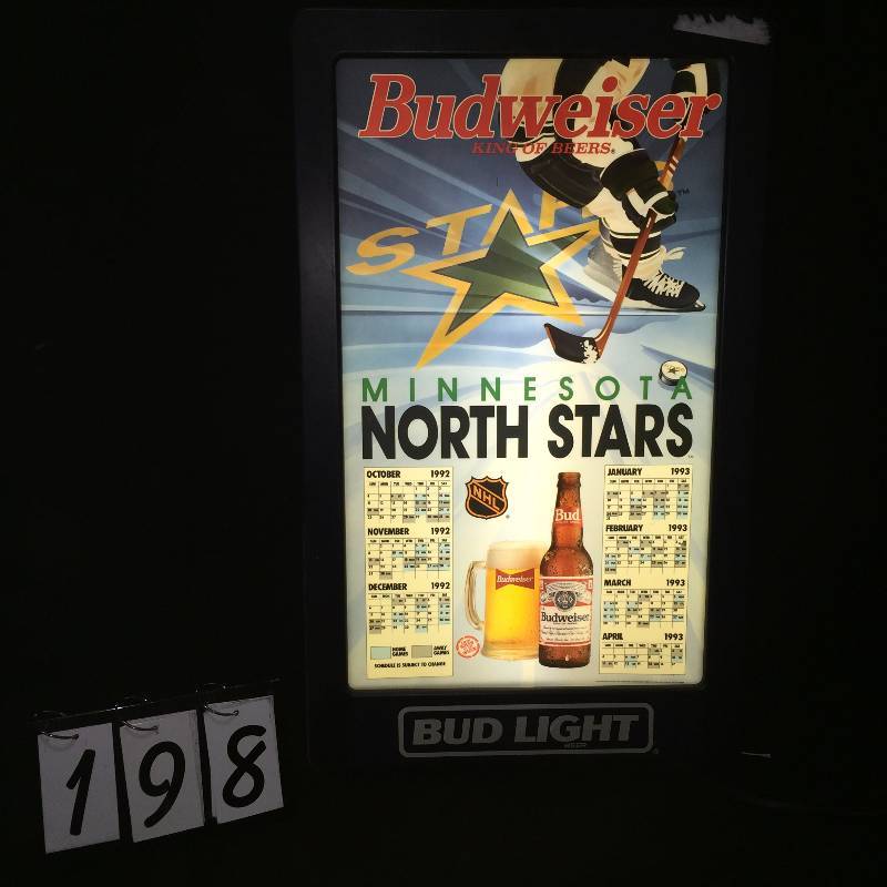lot 198 image: 1992 -1993 MN Northstars hockey Budweiser light up, final season