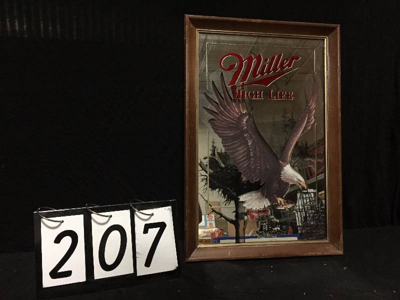 lot 207 image: Miller High Life mirror - 1st in the Wildlife Series, American Bald Eagle