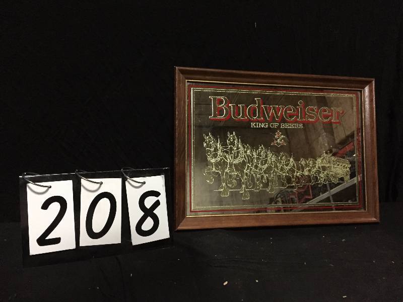 lot 208 image: Budweiser Clydesdales Team, wood framed mirror