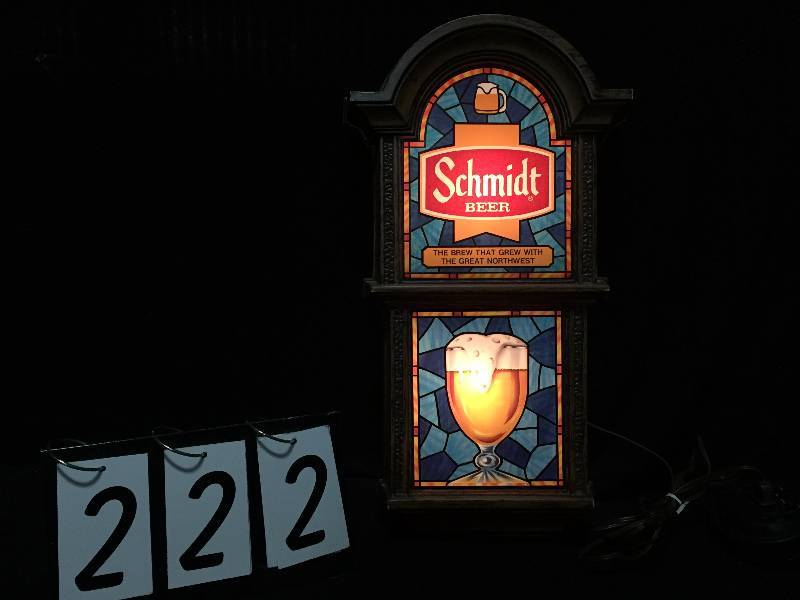 lot 222 image: Schmidt Beer lighted sign