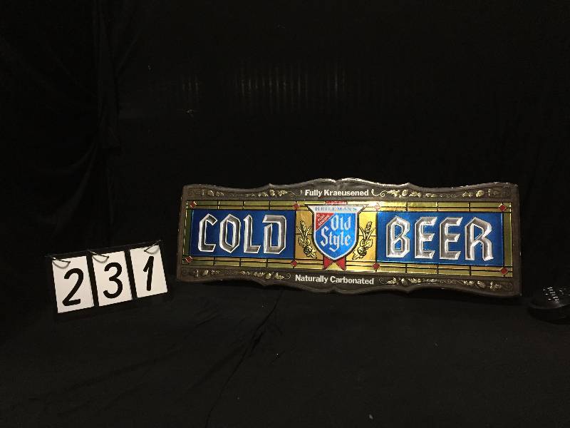 lot 231 image: Old Style Beer foil over cardboard sign