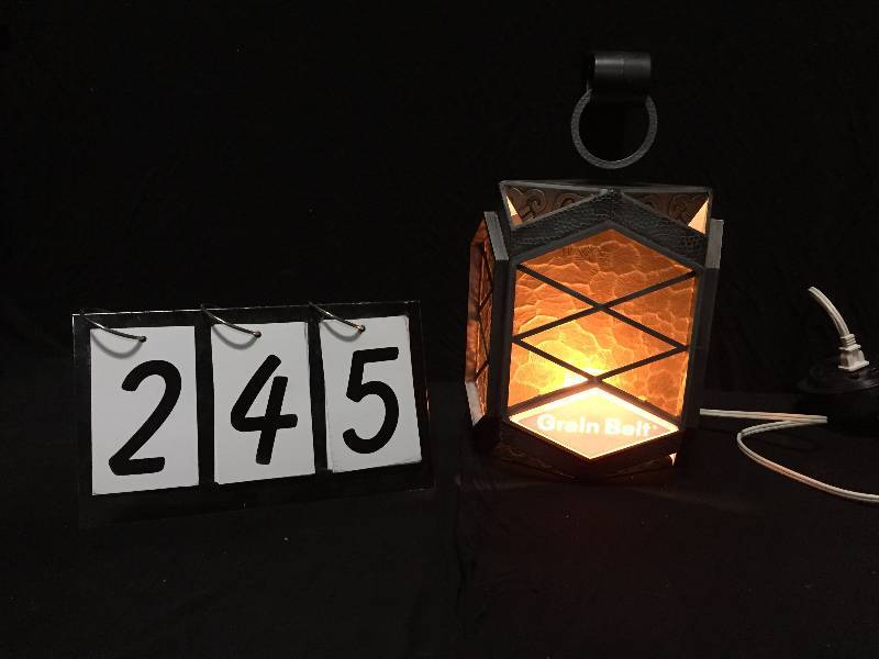 lot 245 image: Grain Belt hanging lantern with textured glass