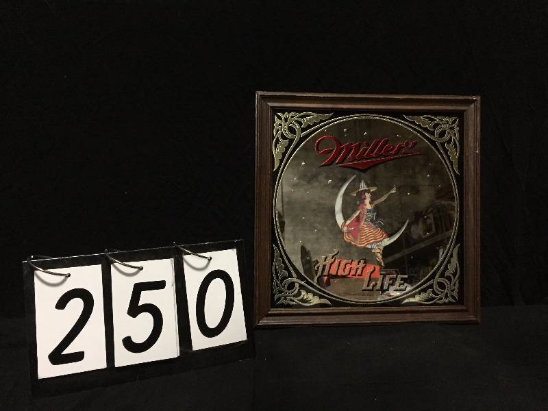 lot 250 image: Miller High Life Lady in the Moon mirror