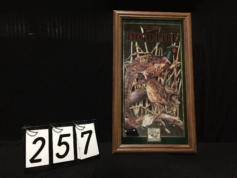 lot 257 image: Miller High Life, Robert Evans Limited Edition, Ringneck Pheasant reflective plaque. 26 h x 14.5 w