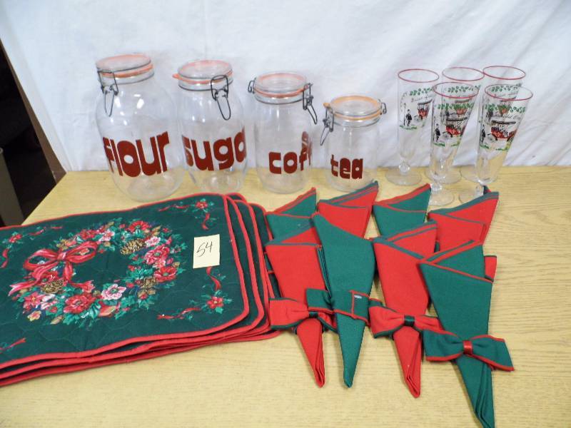 lot 54 image: Christmas Placemats - Cannisters