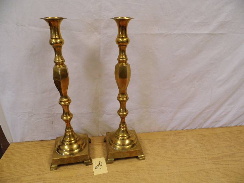 lot 60 image: Brass Candlesticks