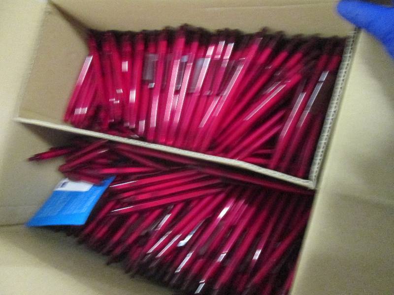 Box of 500 Red Pens with Blue Ink...