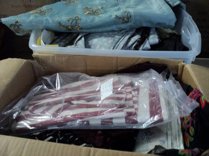 five tubs of material, pictures, vi...