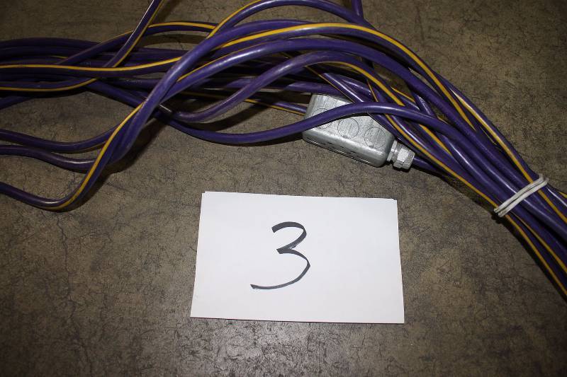 250 extension cord.  Purple &amp Yellow.