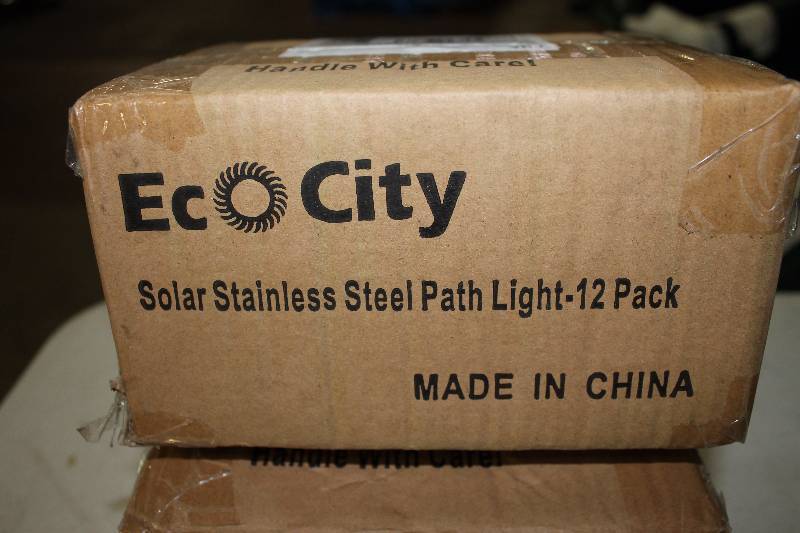 Solar LED path lights.  Stainless steel.&nbsp