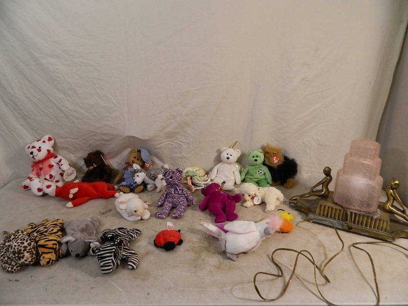 Beanie Babies and Neat Brass Lamp