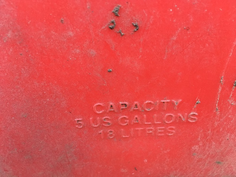 lot 19 image: Scribner 5 Gallon Gas Tank  Jug