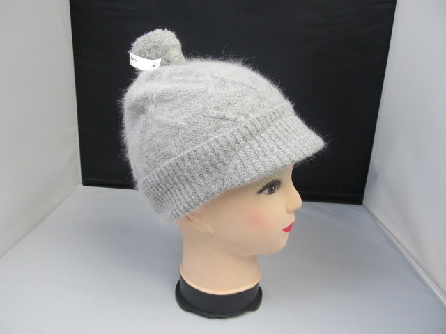 lot 48 image: Knit Womens Fashionable Winter Hat, Grey with Pom