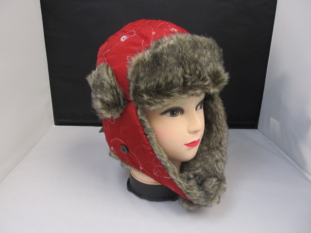 lot 50 image: Womens Red Trapper Hat w Design by Pistil