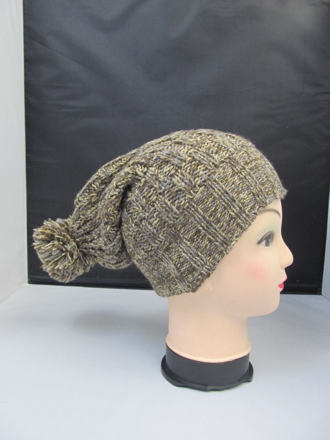lot 51 image: Knitted Winter Hat w Pom - BluesGreensBrownsTans