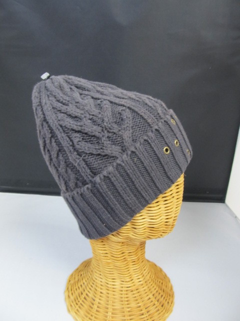 lot 74 image: Thick Winter Stocking Hat, grey w fold and patterened holes