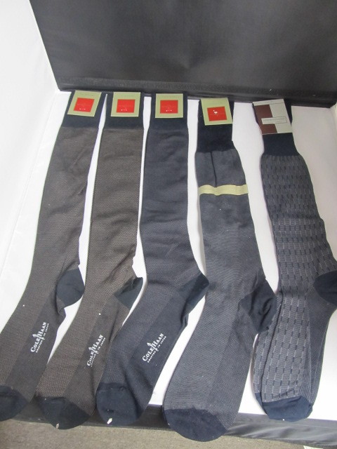 lot 105 image: 5 Pair Designer Dress Socks, brownsgreys