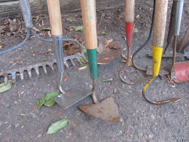 lot 25 image: Large Group of Rakes Yard Tools etc