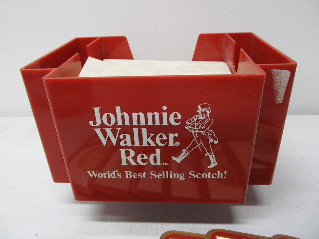 lot 170 image: Vintage JOHNNIE WALKER RED Advertising Napkin Holder & Coasters