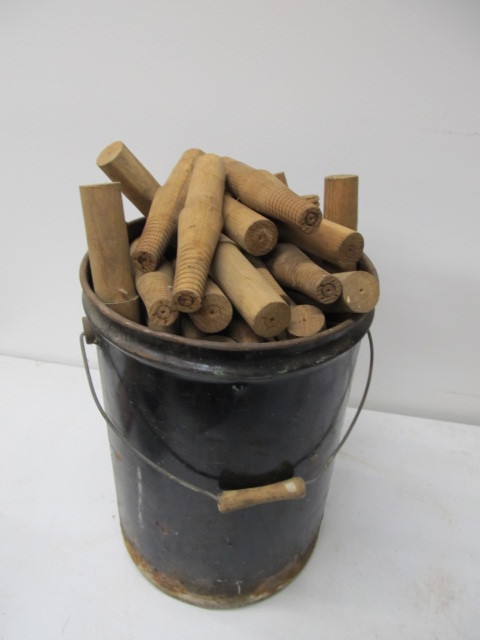 lot 133 image: LARGE Lot of Vintage Wooden Telephone Pole Insulator Pegs