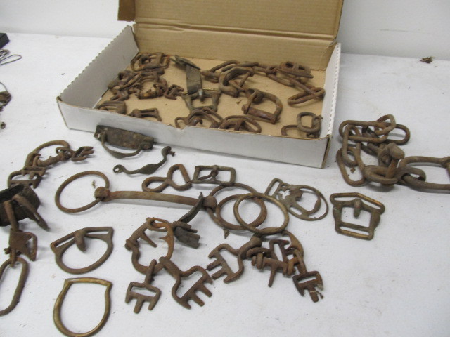 lot 135 image: Large Lot of Antique BrassMetal Buckles & Hardware