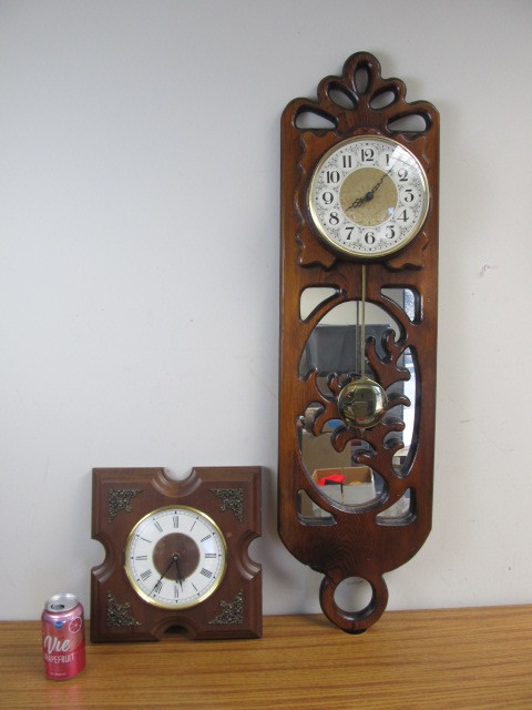 lot 177 image: 2 Vintage Wooden Wall Clocks