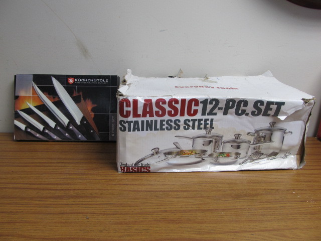 lot 200 image: NEW IN BOX Stainless Cookware & Knife Set