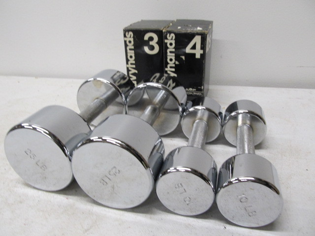 lot 241 image: NEW Chrome Dumbbells wExtra weights