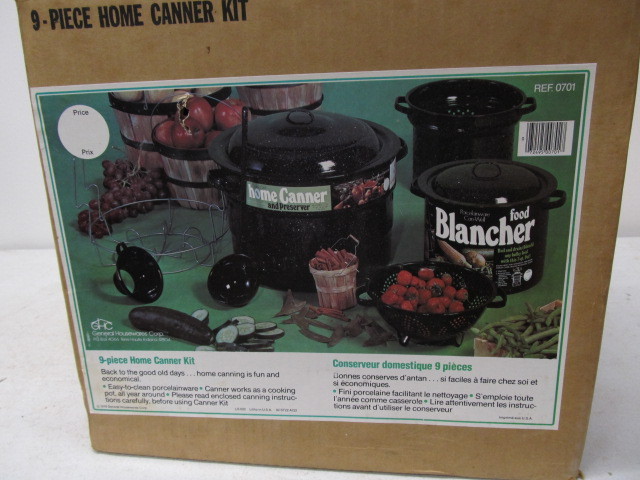lot 255 image: UNUSED 9 Piece Enamel Home Canner Set