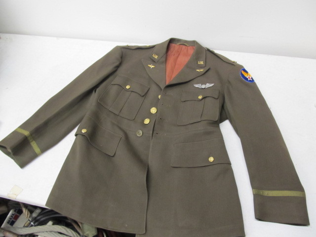 lot 266 image: Orig WW2 Era Military Dress Jacket wPatches & Pins