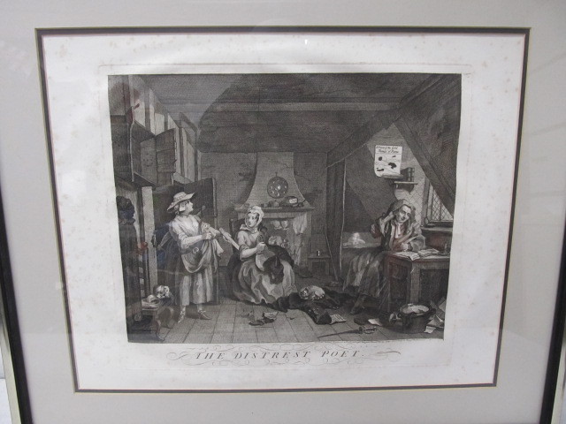lot 268 image: Antique THE DISTREST POET Framed Engraving