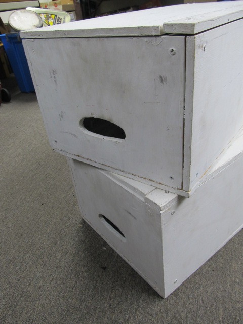 lot 220 image: Pair of Vintage Painted Wooden Crates