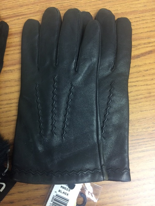 lot 86 image: Set of 3 Mens & Womens BLACK Winter Gloves NEW- leather, cashmere