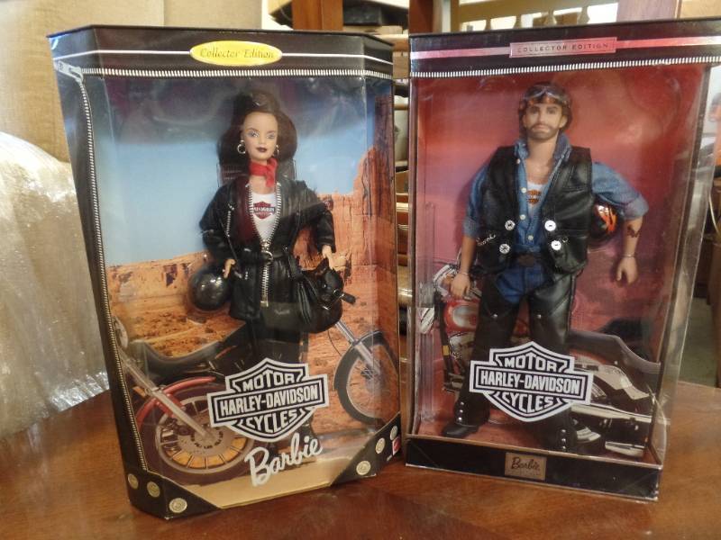 lot 596 image: HARLEY DAVIDSON KEN AND BARBIE DOLLS
