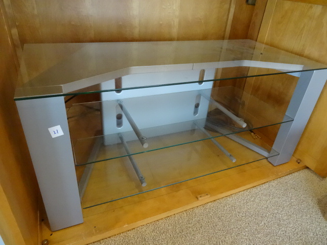 lot 21 image: Glass Shelved TV Stand 3 Shelfs