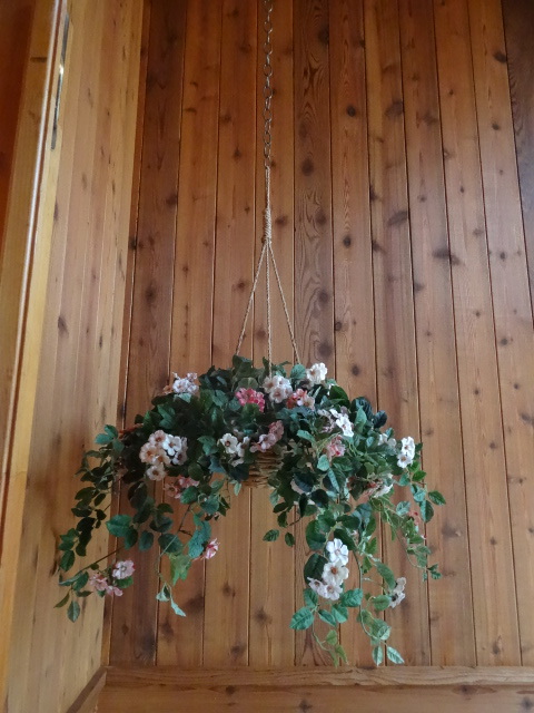 lot 61 image: 2 Hanging Floral Plants WHangers