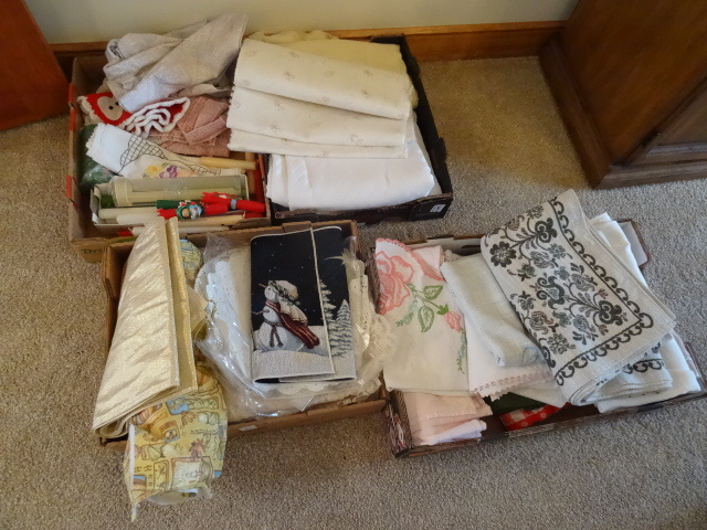 lot 71 image: 4 Boxes Of Linens, Table Clothes,