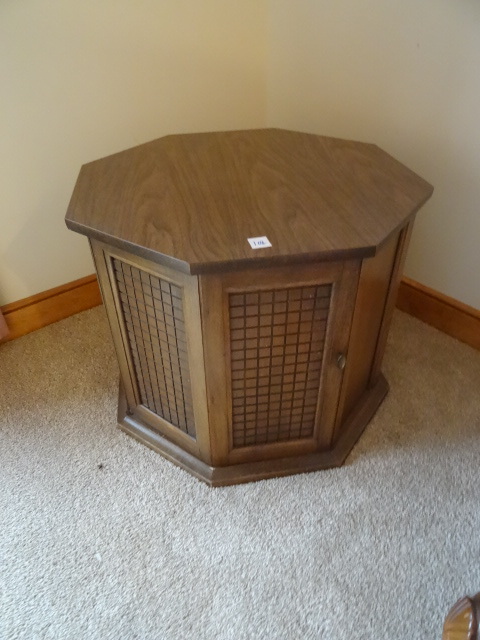 lot 102 image: Octagon End Table WCabinet