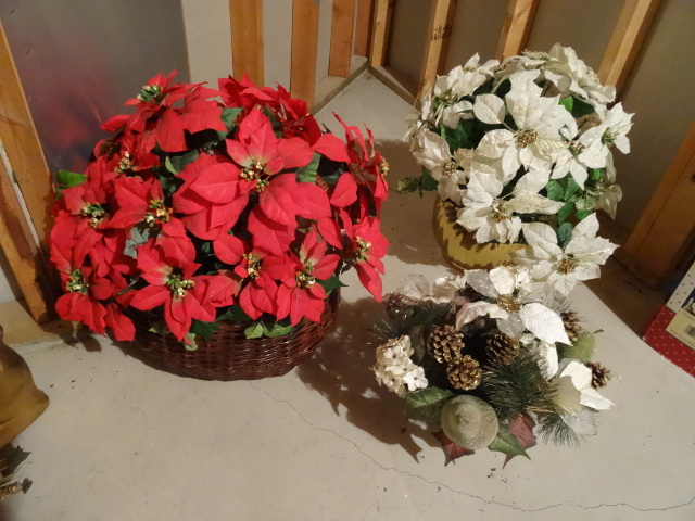 lot 130 image: 3 Artificial Christmas Palmetto Plants