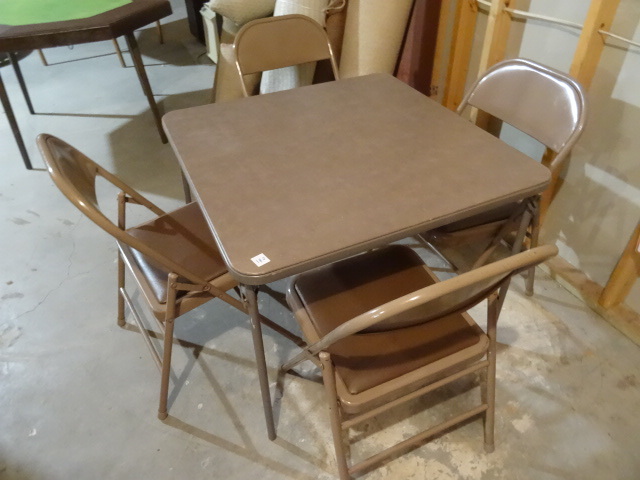 lot 180 image: Folding Card Table W4 Folding Chairs