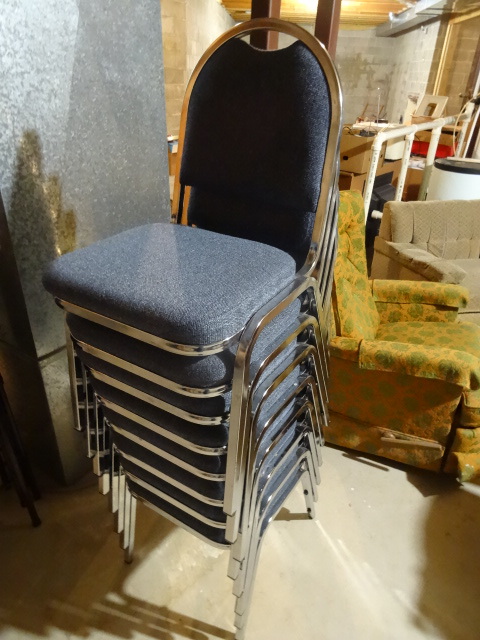 lot 182 image: 8 Metal Framed Upholstered Stacking Chairs