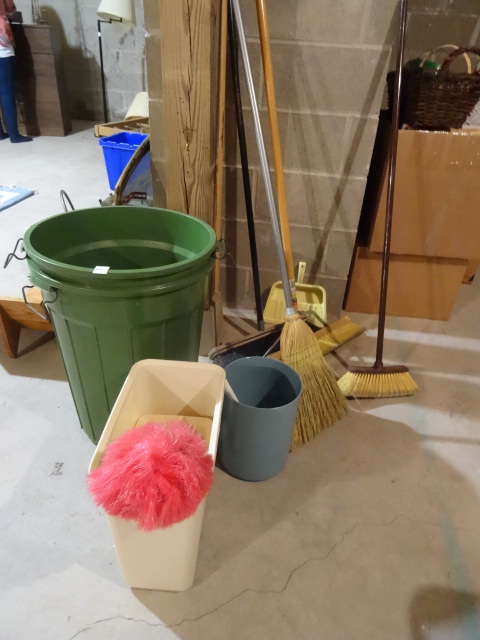 lot 230 image: Brooms, Garbage Cans, Duster