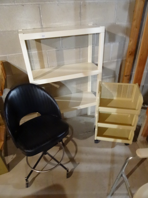 lot 259 image: Misc Furniture, Plastic Shelf, Vinyl Stool