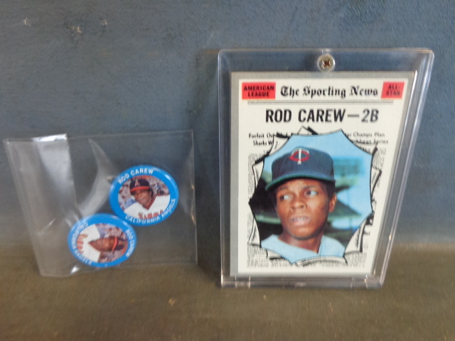 lot 9 image: Rod Carew Baseball Cards and Vintage player pins