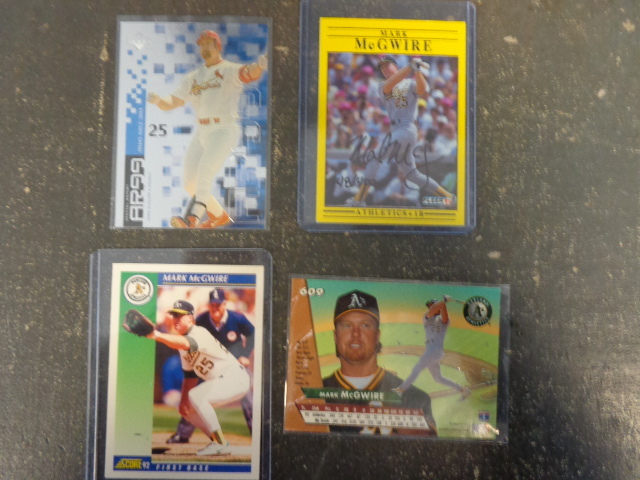 lot 15 image: 4 Mark McGwire Baseball Cards, 1  Autographed