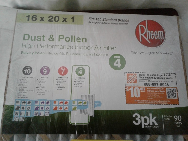 3 pack, Rheem Air Filter