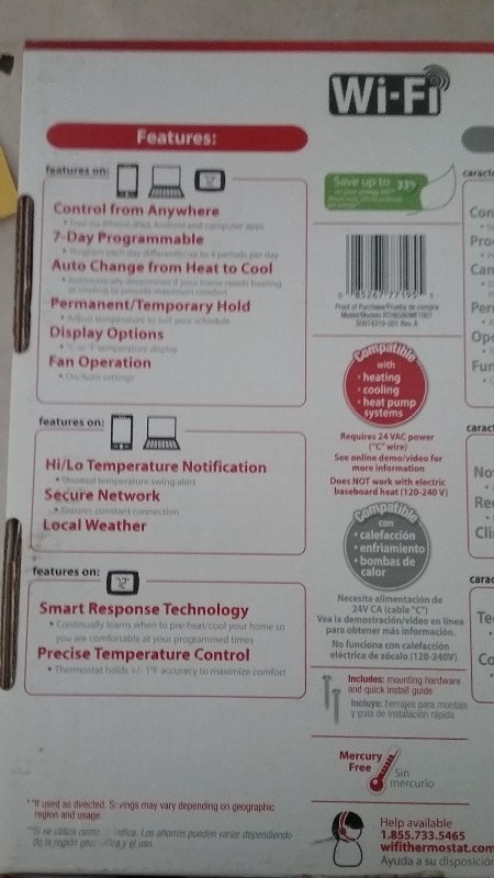 Honeywell 7 day Thermostat WIFI