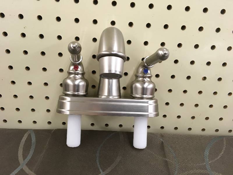 lot 45 image: FAUCET LAV 2H BRUSHED NICKEL, MSRP $44.99