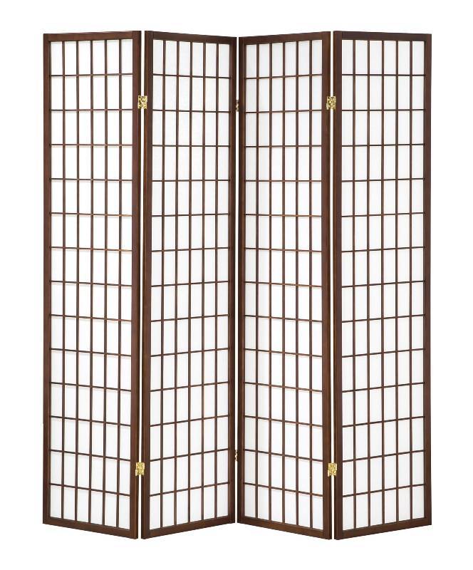 lot 7 image: alcove  4panel Fold room divider- Cherry, MSRP $99.99